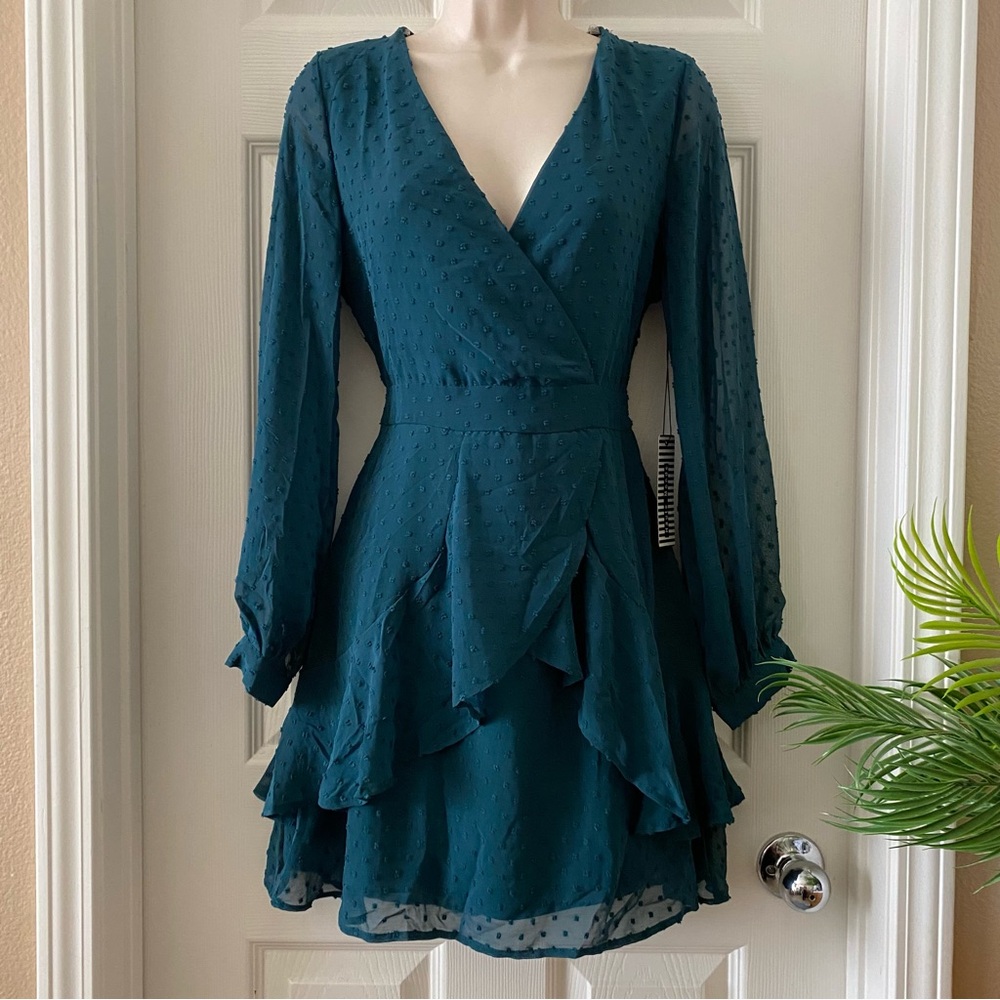 Haute Monde Teal Long Sleeve Dress